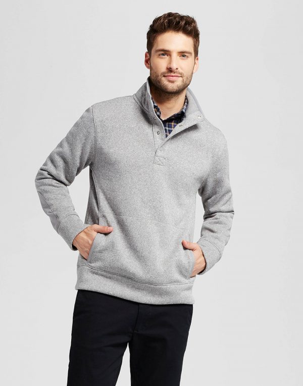 Mens Standard Fit Sweater Fleece Snap Pullover01 600x764 1